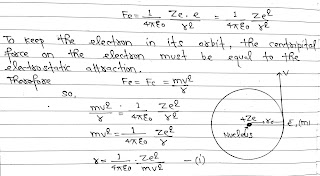 Bohr's Theory of Hydrogen Like Atom