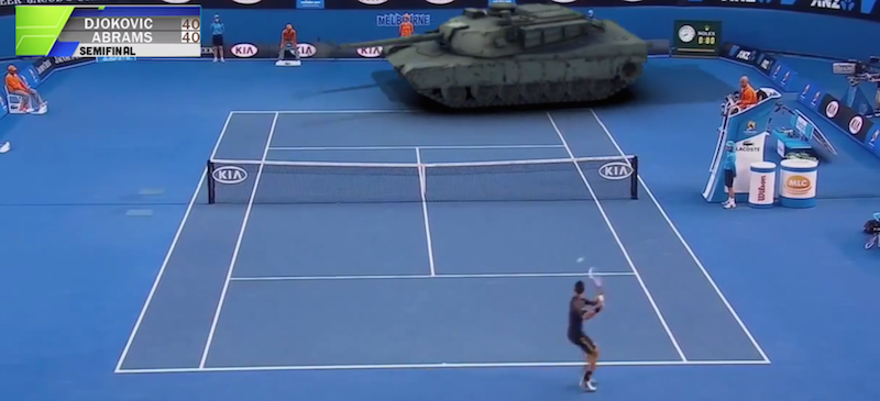 Video - Nur ein Panzer der bei den Australien Open gegen Novak Djokovic Tennis spielt - Atomlabor Blog Webtrash