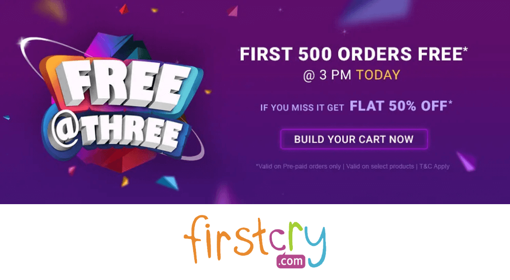 Firstcry Free Shopping at 3 PM