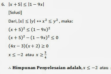 Contoh Soal Pertidaksamaan Nilai Mutlak Dan Penyelesaiannya Pdf