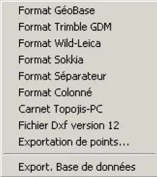 Formation, Covadis, Exportations, coordonnées, calculées, éditeur de GéoBases, Exportation carnet, menu Cov.Calculs, fichier avec séparateur, fichier colonné, format Topojis, format Wild Leica, format Sokkia, Geotronics, Spectra Precision, topographie terrain, carnet