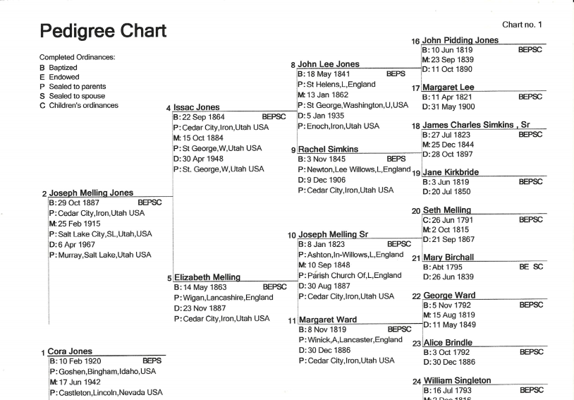 . Pedigree Charts Jones