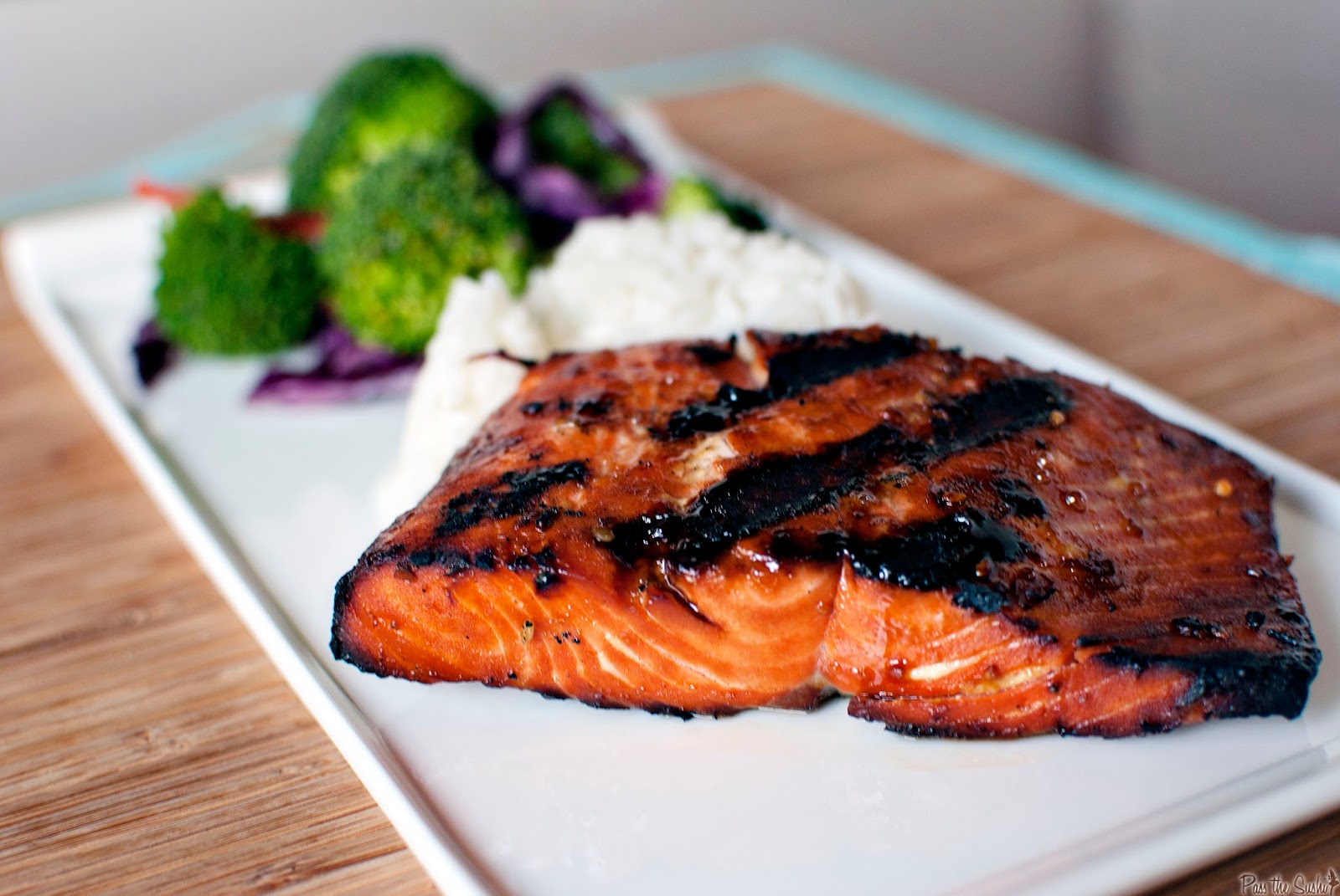 Grilled Salmon, Courgettes & Apricot Jam with Lemon Herb White Wine Sauce