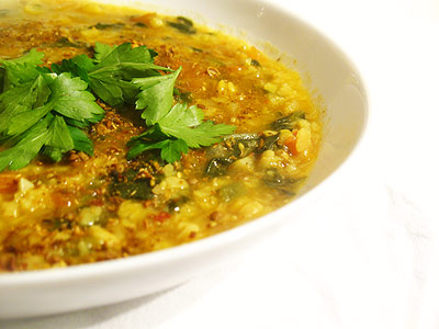 urad dal with toor dal and spinach and parsley