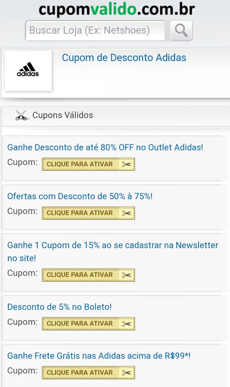 cupom desconto loja adidas online