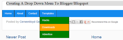 adding drop down menu in blogger