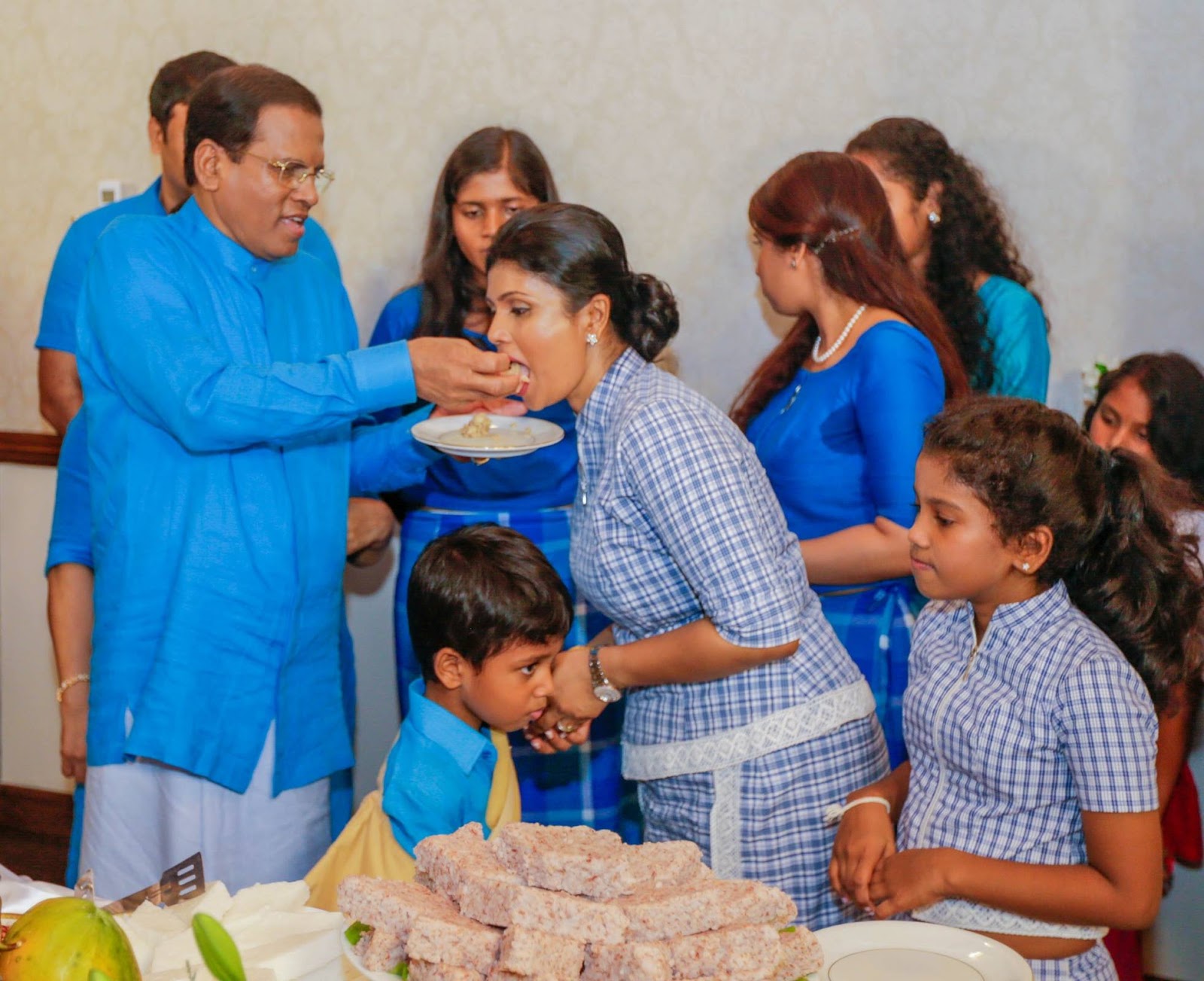 President Commemorates Avurudu Auspicious Hours With Both Daughters And