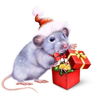 新年のマウスとラットのための素敵なはがき 2024. マウスの年に無料、美しいライブクリスマスカード
