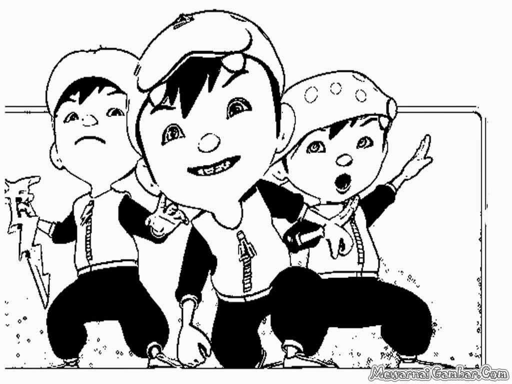 Gambar Mewarnai Boboiboy Lucu Kartun