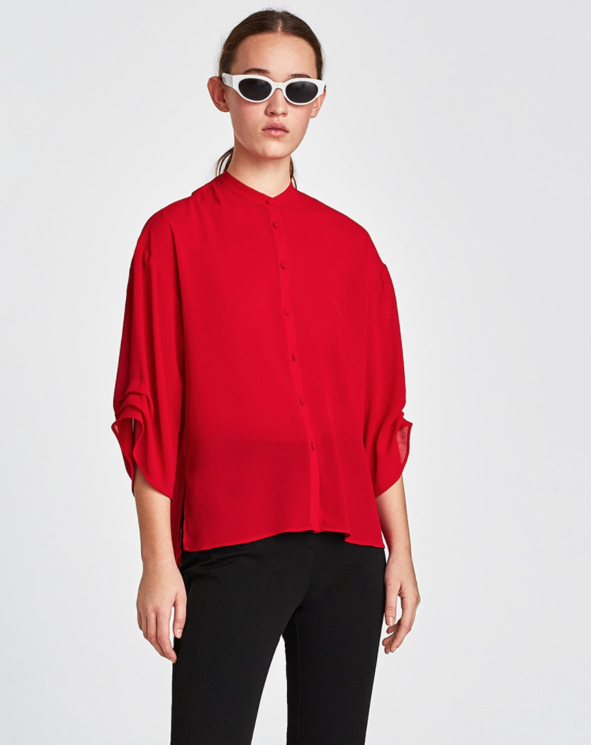 Red blouses zara Clearance