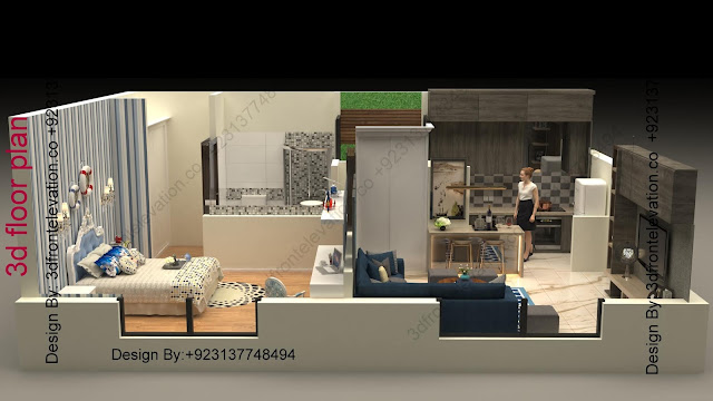 Apartment present with 3d Floor Plan Layout with 3d interiors setting Apartment present with 3d Floor Plan Layout with 3d interiors setting
