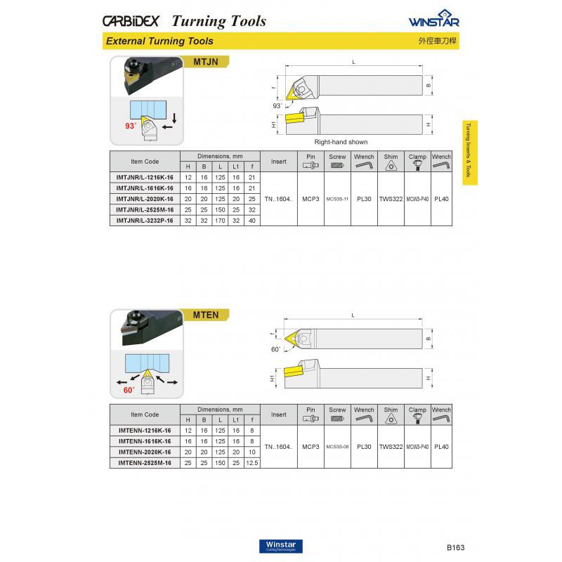 Cán dao tiện ngoài MTJN / MTEN, Dụng cụ cắt giá rẻ