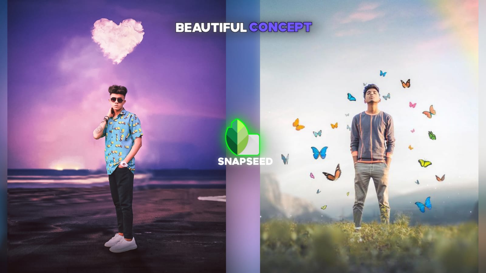 New Snapseed Heart Sky Background Change Trick [AF EDIT]