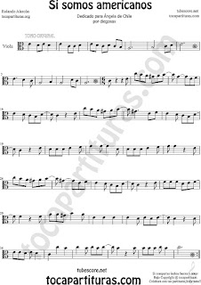  Viola Partitura de Si Somos Americanos Sheet Music for Viola Music Score