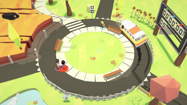 Screenshot of the Free for All mode on the Roundabout map in Stikbold! A Dodgeball Adventure