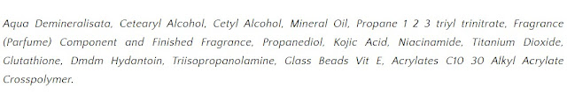 ingredients body lotion