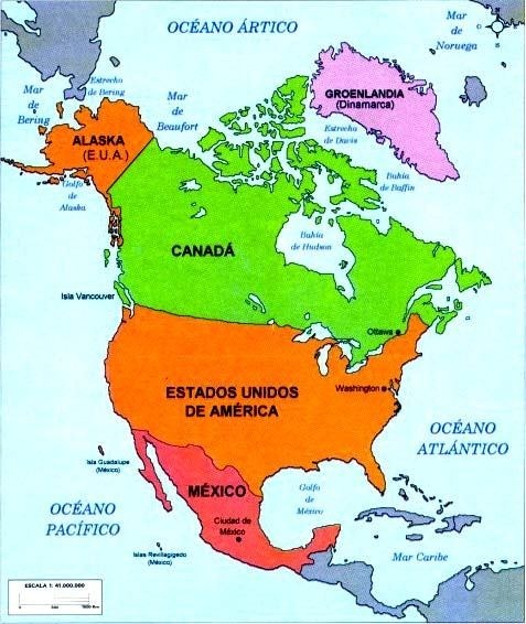 América Del Norte Localización Geográfica Países Mundo Geografía