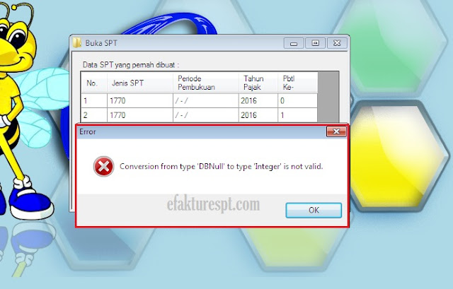 eSPT Tahunan PPh OP 1.6 Error Conversion From Type DBNull to type integer is not valid