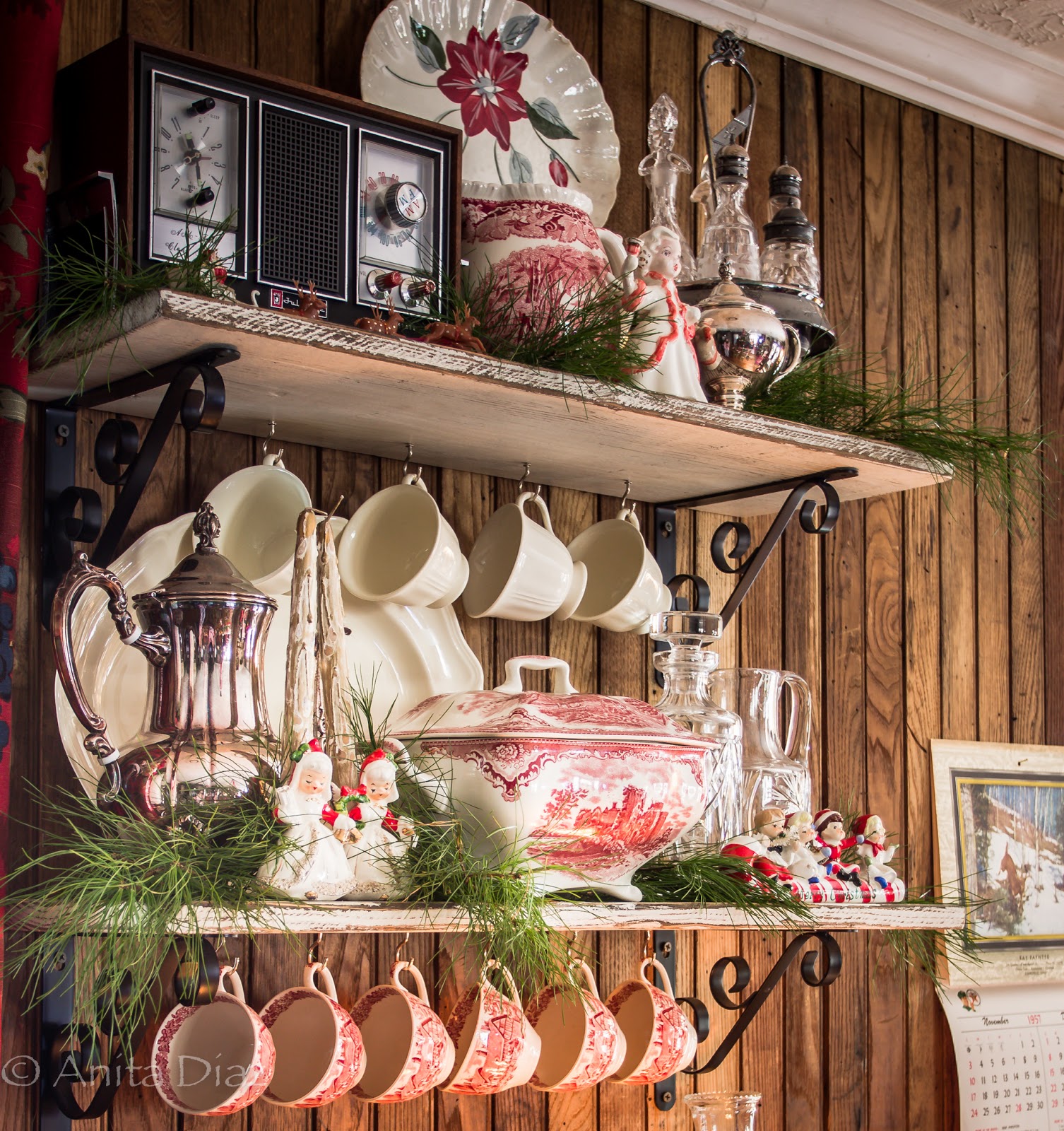 Penny's Vintage Home: Farmhouse Christmas Kitchen featuring Mason