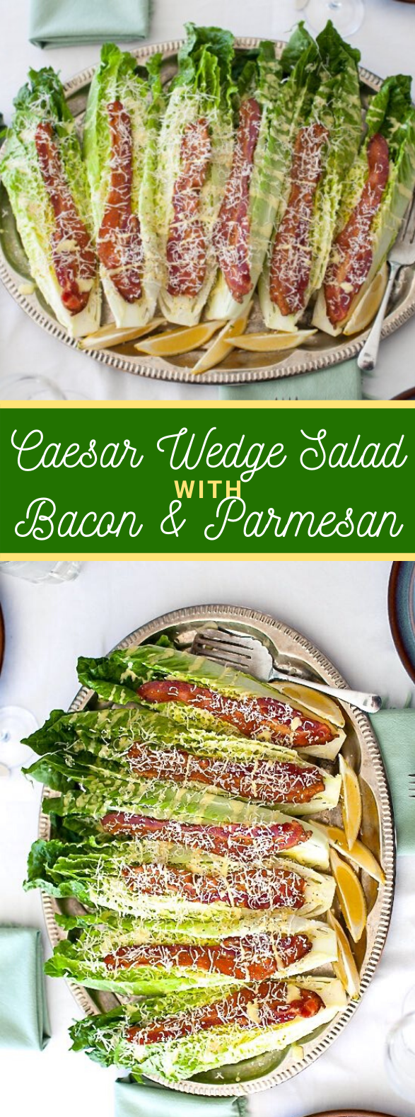 Caesar Wedge Salad with Bacon #veggies #vegetarian
