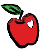red apple with cut out heart on it