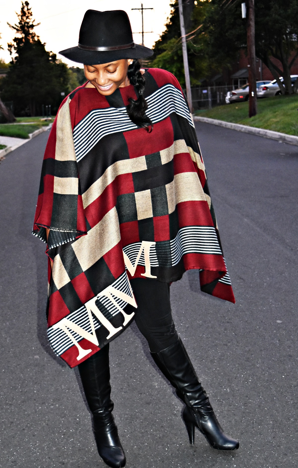 DIY Burberry Inspired Monogrammed Poncho | That Black Chic