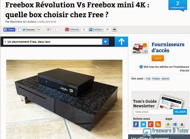 Le site du jour : comparatif Freebox Révolution Vs Freebox mini 4K