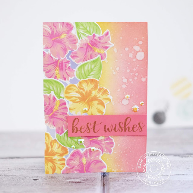 Sunny Studio Stamps: Hawaiian Hibiscus Everyday Greetings Floral Best Wishes Card by Lexa Levana