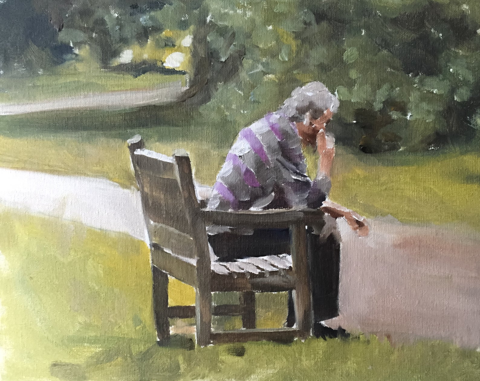 Бабушка на лавочке рисунок карандашом