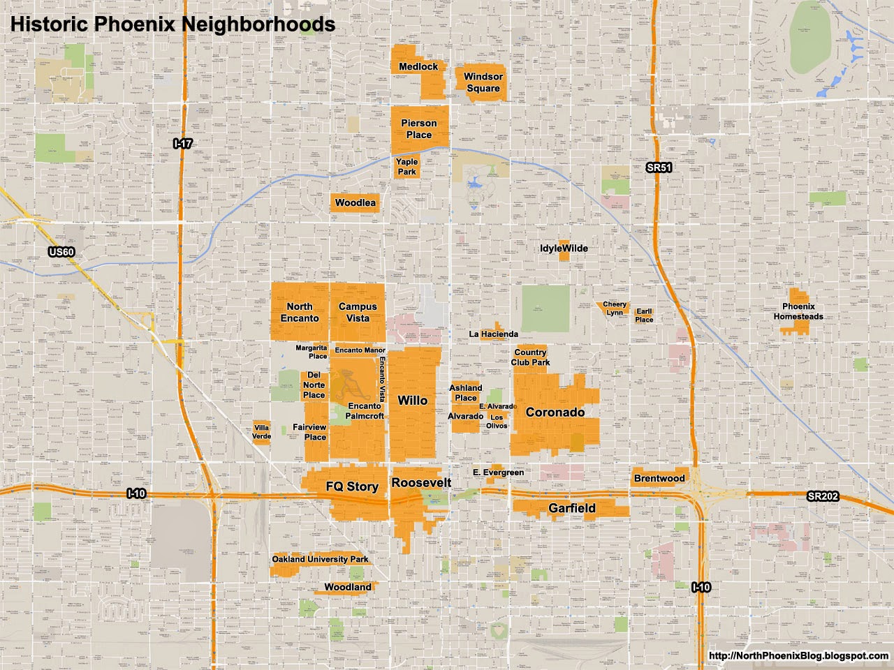 Phoenix Historic Neighborhoods Map
