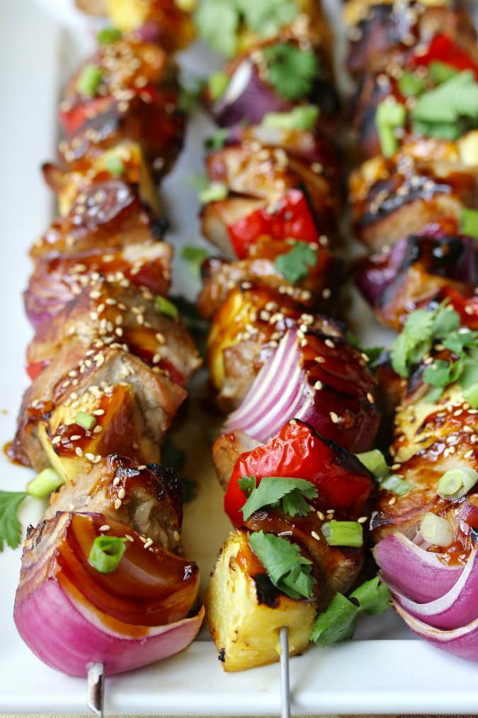 Skewered pork belly teriyaki