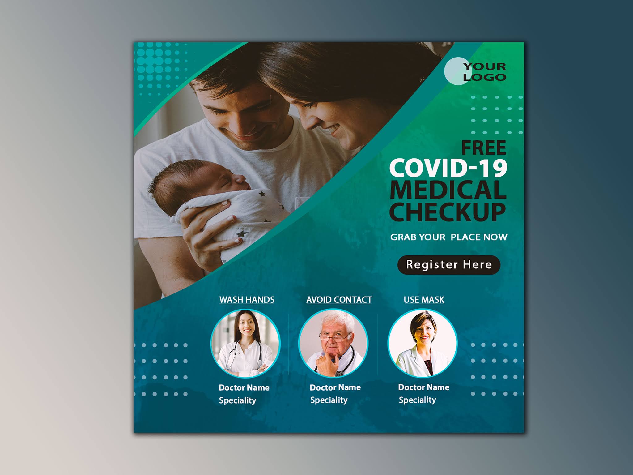 Health  Banner Concept Medical Banner Design PSD Social Media Ad
