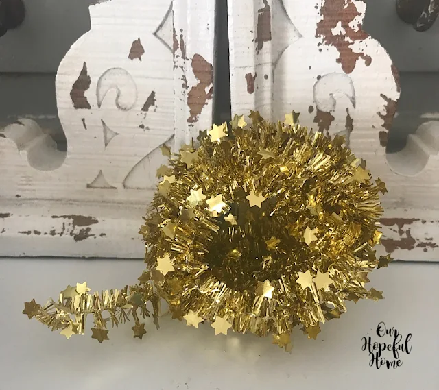 gold star tinsel Christmas crafts