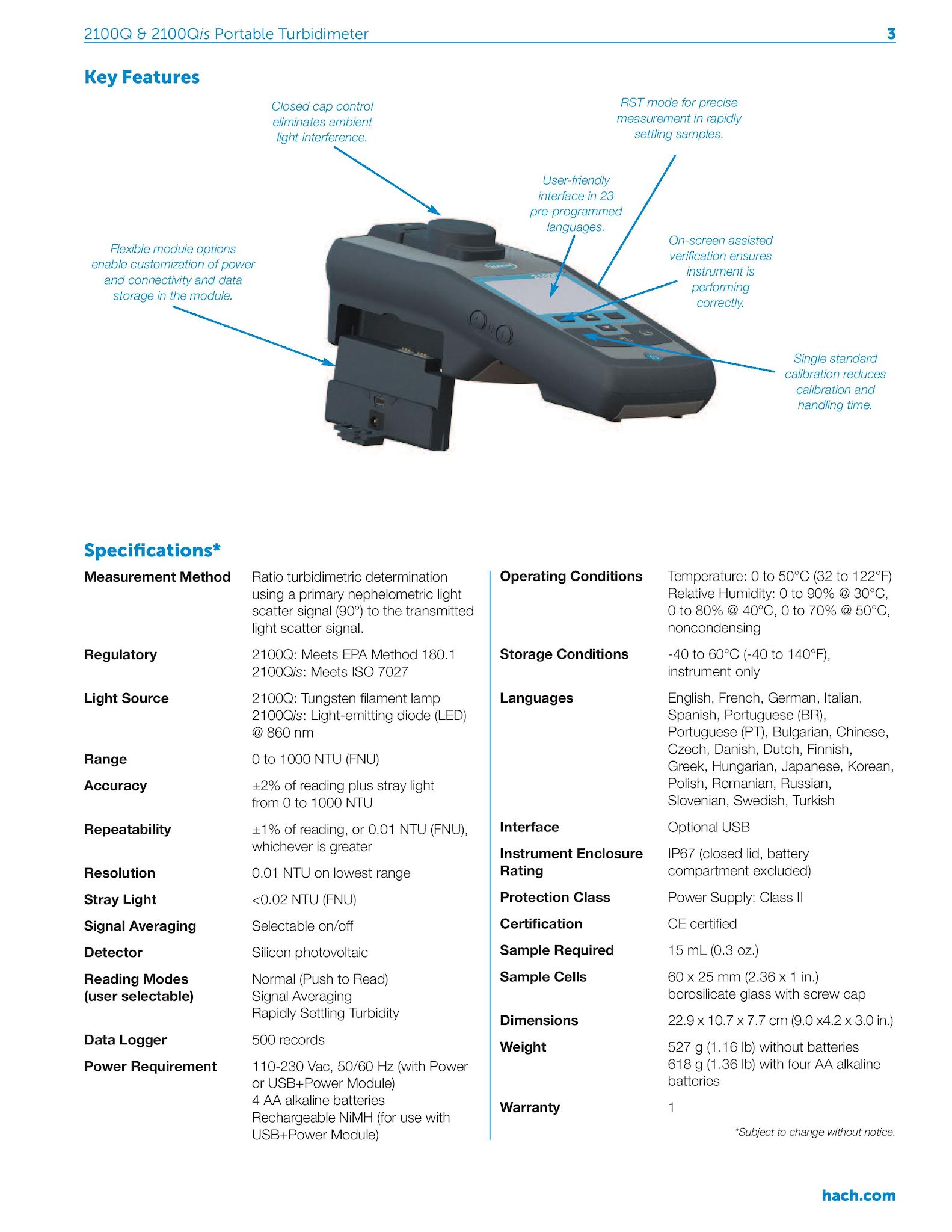 Hach 2100Q and 2100Qis Portable Turbidimeters