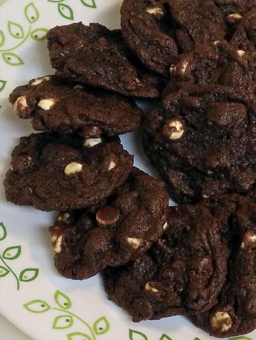 Double Chocolate White Chocolate Cookies. Recipe is so easy, a 14 year old made these.