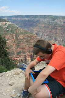 Nathan at the Grand Canyon on his iPad