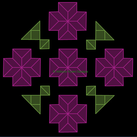 Nithya's Kolam Designs: Kolam 10: Dots Kolam 15 x 3