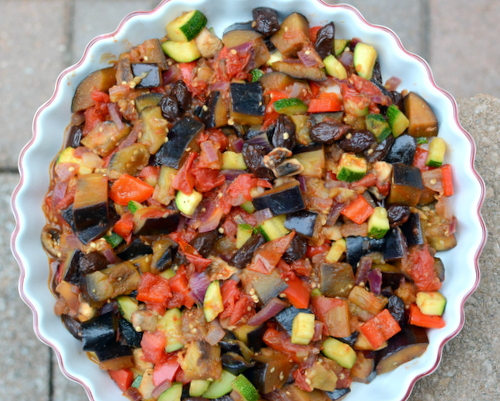 Ratatouille ready for the oven, my simpler & lighter version of the French classic ♥ KitchenParade.com. Easily Vegan. Low Carb. Weight Watchers Friendly. Great for Meal Prep. Naturally Gluten Free.
