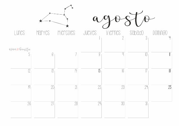 Calendario Agosto 2019 para imprimir - Ediba Calendario Agosto 2019 para imprimir - Ediba