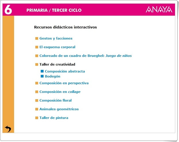 Recursos Didácticos Interactivos Anaya. Plástica de 6º Nivel de Primaria. (Abre la puerta)