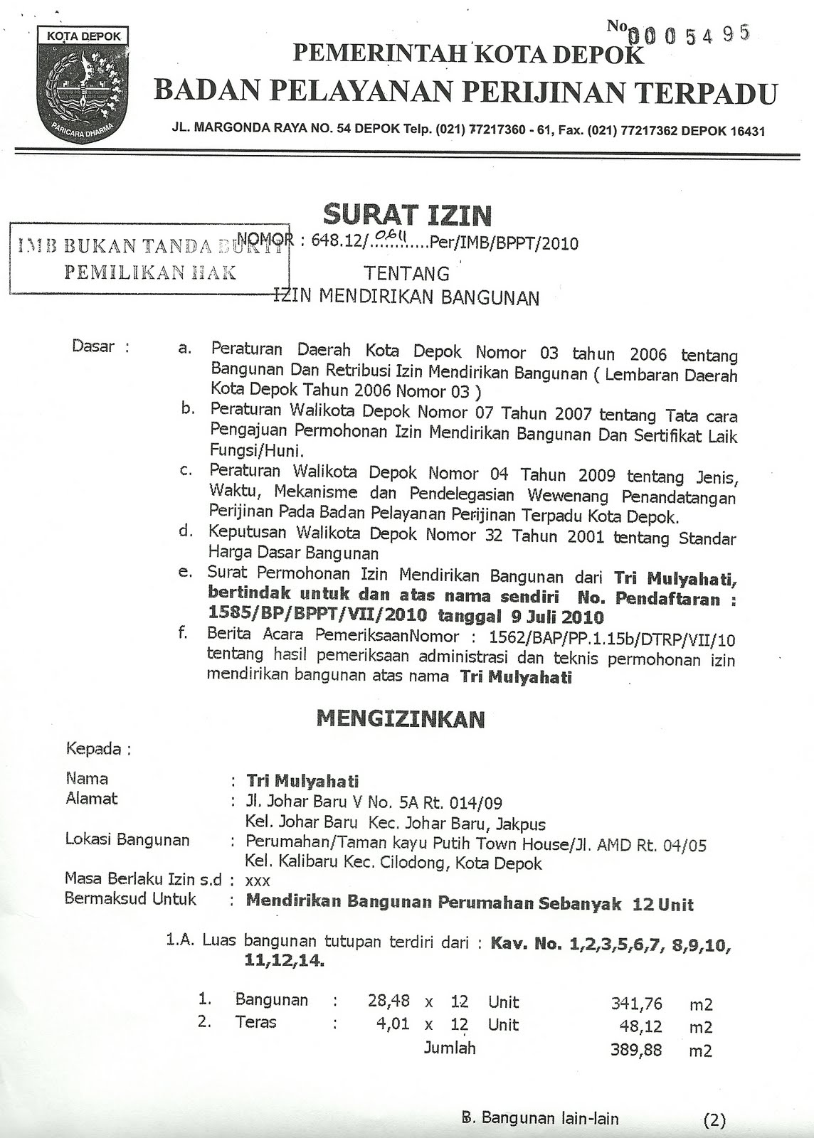 Contoh Surat Imb Izin Mendirikan Bangunan Contoh Seputar Surat