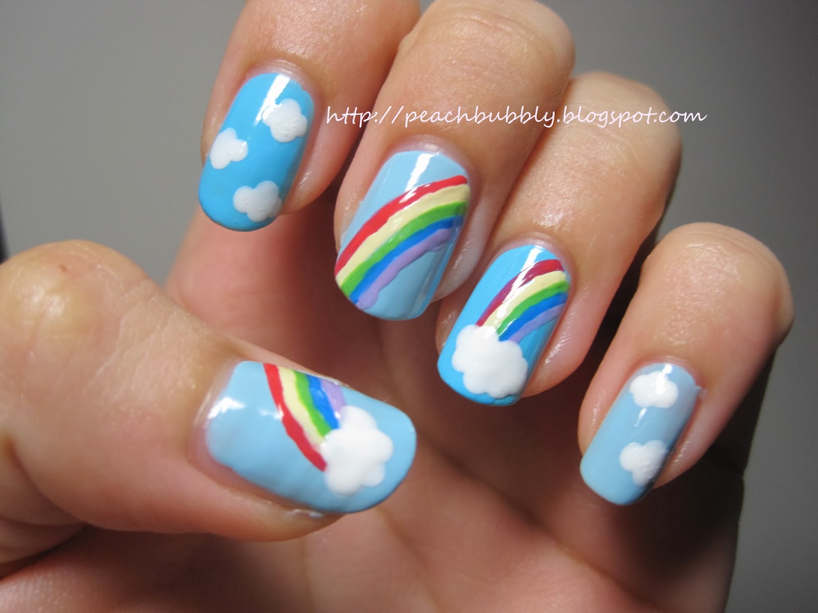peachbubbly: Rainbow cloud nails!