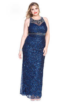 Navy Sequined Plus Size Dress