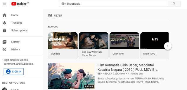 YouTube Situs Streaming Film Indonesia