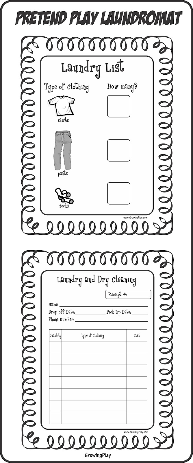 Growing Play Freebie Playing Laundry Shop Printables