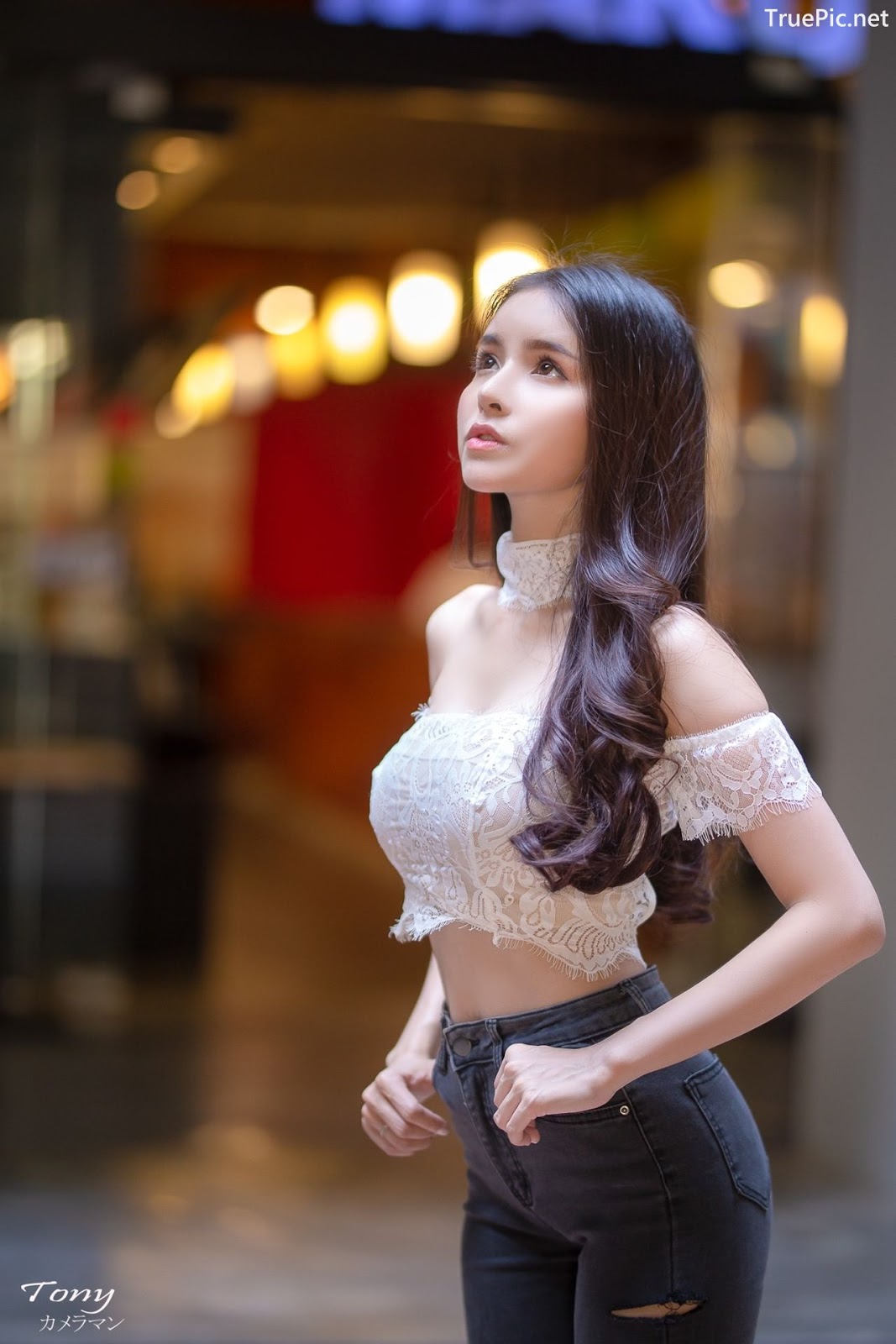 Image-Thailand-Beautiful-Model-Soithip-Palwongpaisal-Transparent-Lace-Crop-Top-And-Jean-TruePic.net- Picture-27