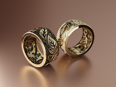 Vintage Rings. Jewelry 3D Rendering.