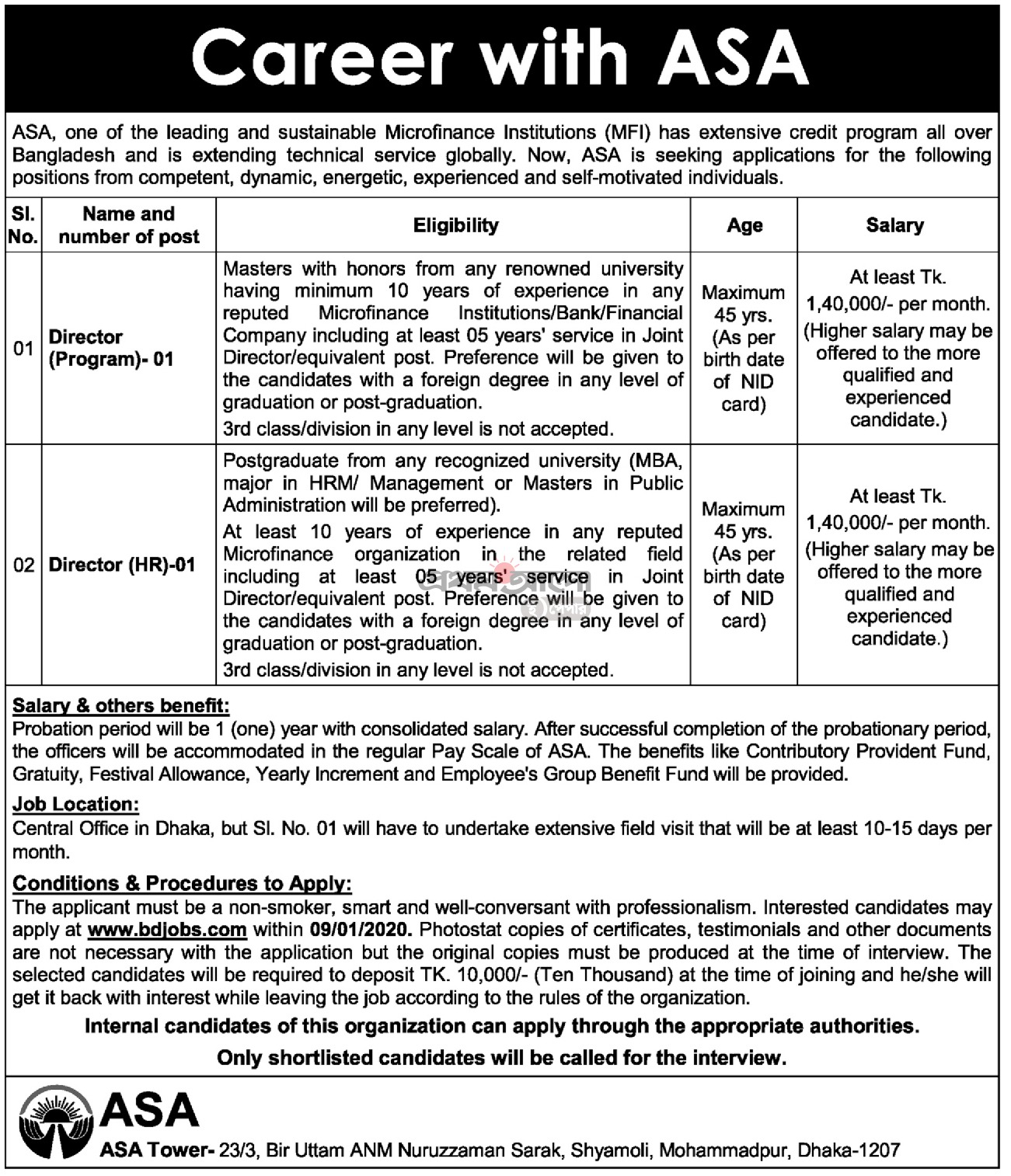ASA Job Circular 2020 & Online Application Form