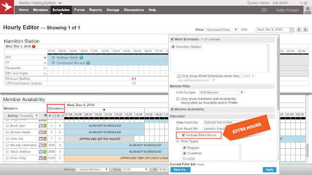 Include Extra Hours in the hourly editor calculator