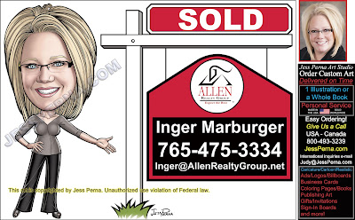 Allen Realty Sold Sign Business Card Caricature